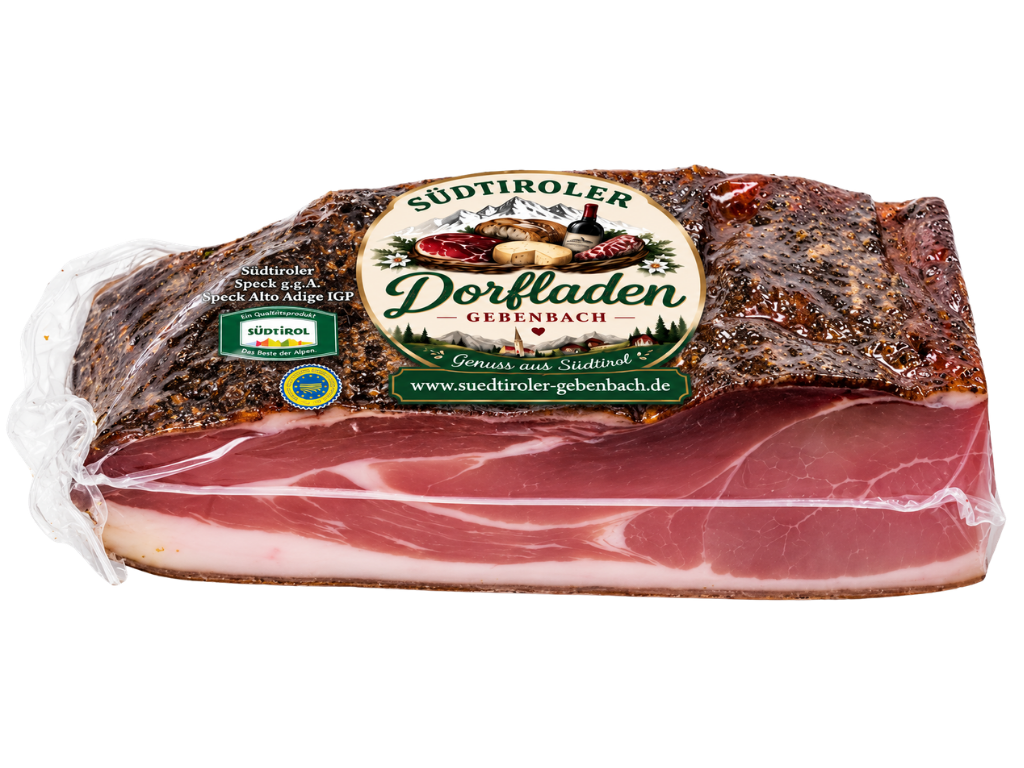 Südtiroler Speck Mittelteil 1/8 g.g.A. Vakuumiert – original aus Südtirol